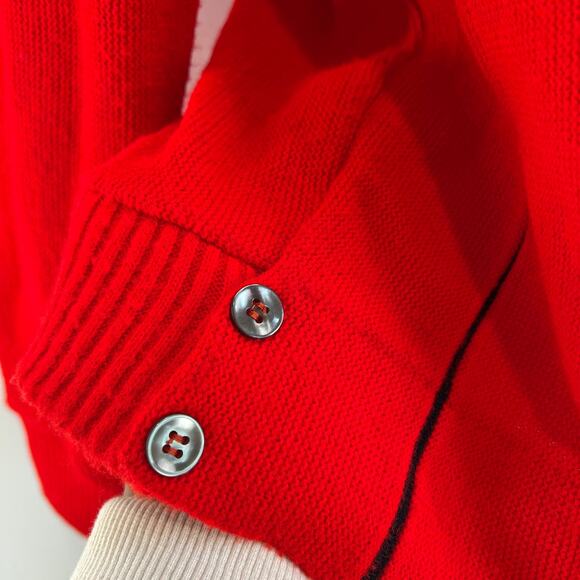 Vintage Pennleigh Acrylic Knit Cardigan Red Sweater - Picture 5 of 7